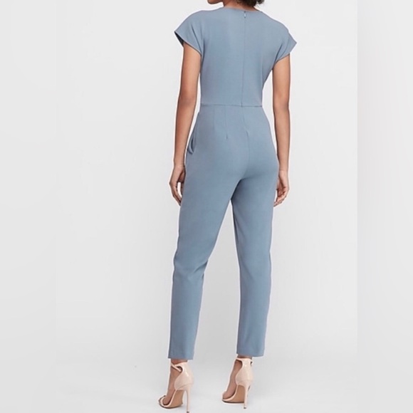 EXPRESS V-Neck Tie Waist Jumpsuit - Picture 2 of 5